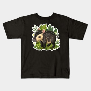 Cute Mountain Tapir Illustration - Adorable Animal Art Kids T-Shirt